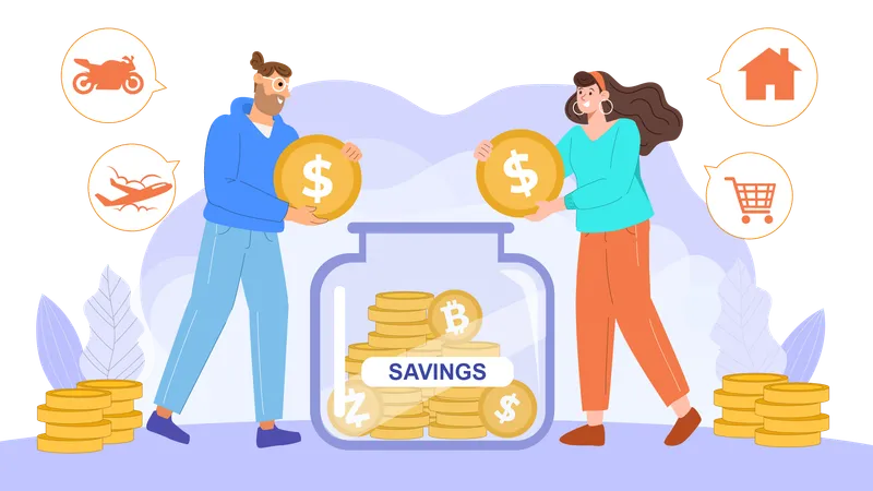 People saving money  Illustration