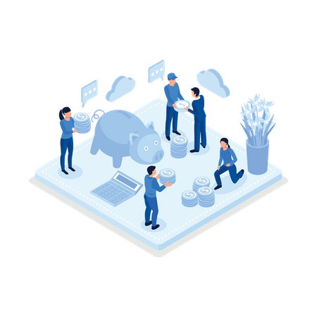 People Saving Money  Illustration