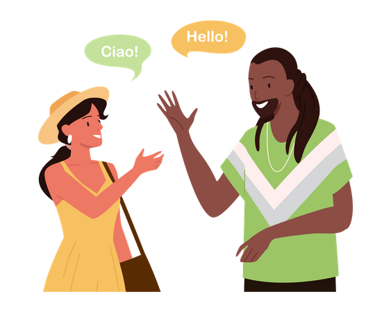 People saying hello in different language  Illustration