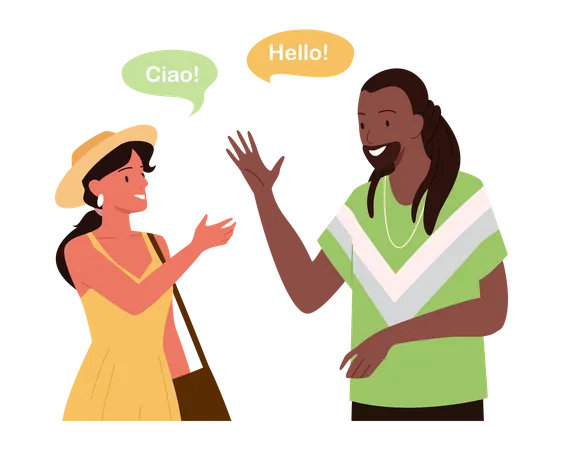 People saying hello in different language  Illustration