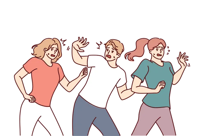 People scared and running  Illustration