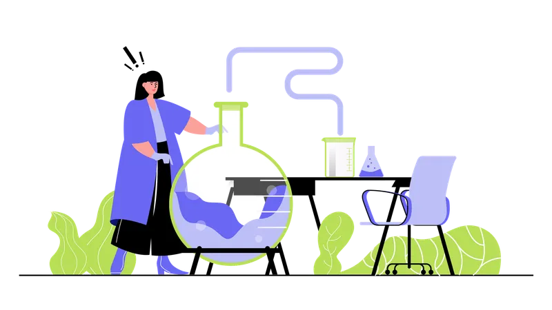 People scientists making chemical tests in flask doing experiments and innovation discovery in lab  Illustration