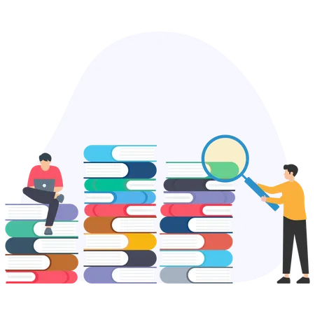 People searching books  Illustration