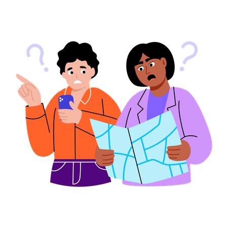 People searching for map  Illustration
