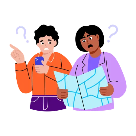 People searching for map  Illustration