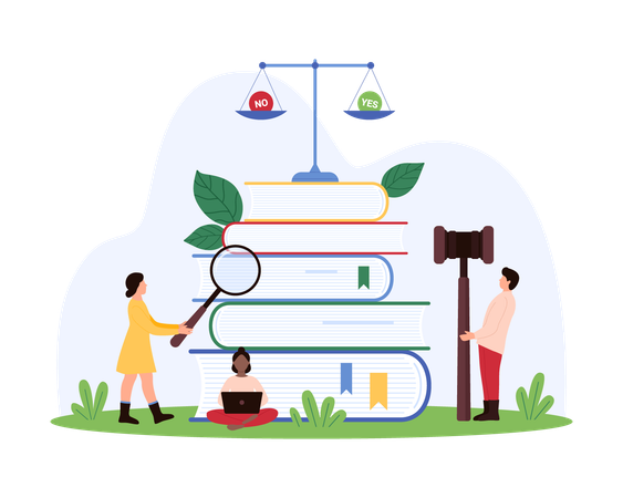 People searching for regulatory document  Illustration