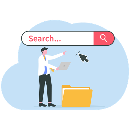 People searching information in internet  Illustration