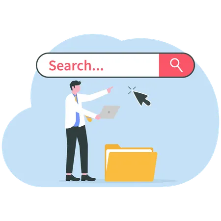 People searching information in internet  Illustration