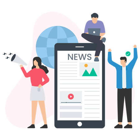 People searching on news website  Illustration