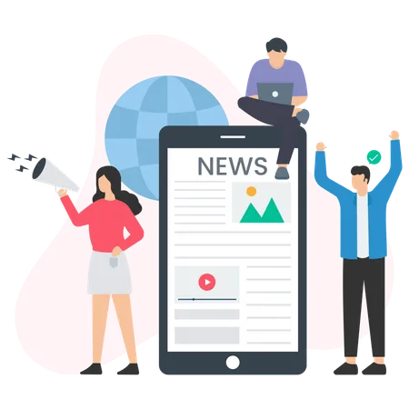 People searching on news website  Illustration