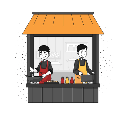 People Selling food tenant  Illustration