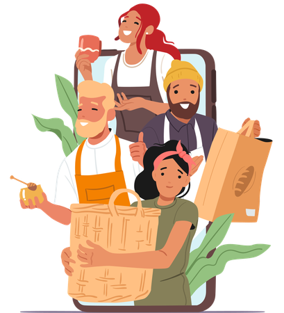 People selling handmade goods  Illustration