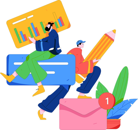 People sending analysis mail  Illustration