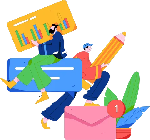 People sending analysis mail  Illustration