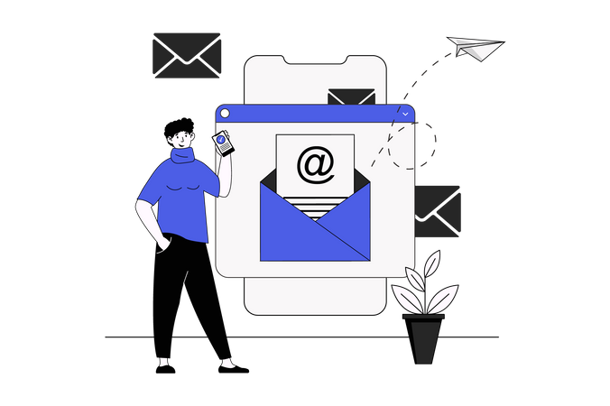 People sending email  Illustration