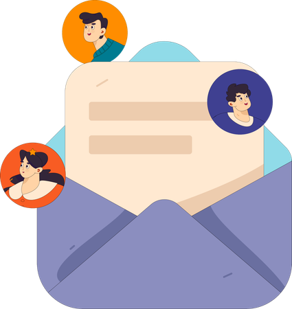 People sending their personal details on mail  Illustration