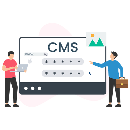 CMS パスワードを設定する人々  イラスト