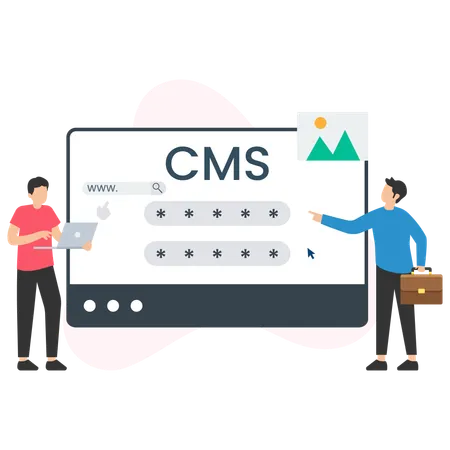 CMS パスワードを設定する人々  イラスト