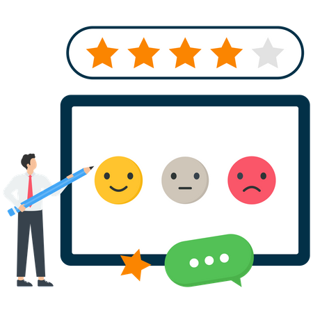 People сharacters giving five star feedback Illustration