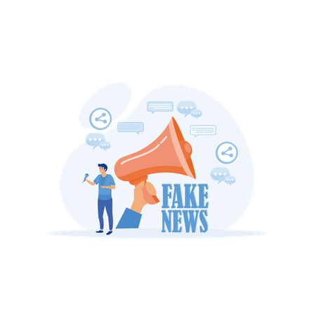 People share fake news on social media and internet  Illustration