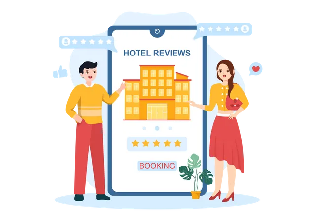 People share hotel review Illustration