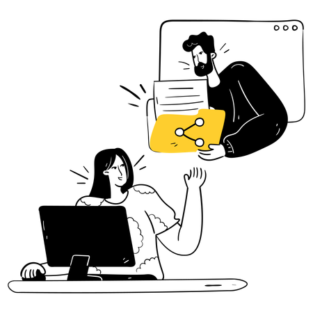 People Sharing Document  Illustration