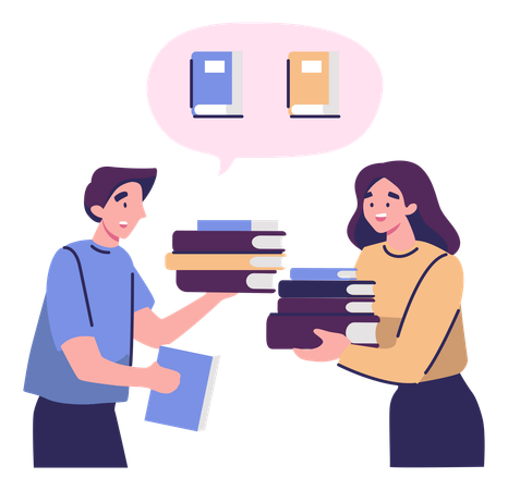 People Sharing Information From Books  Illustration