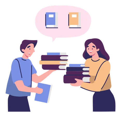 People Sharing Information From Books  Illustration