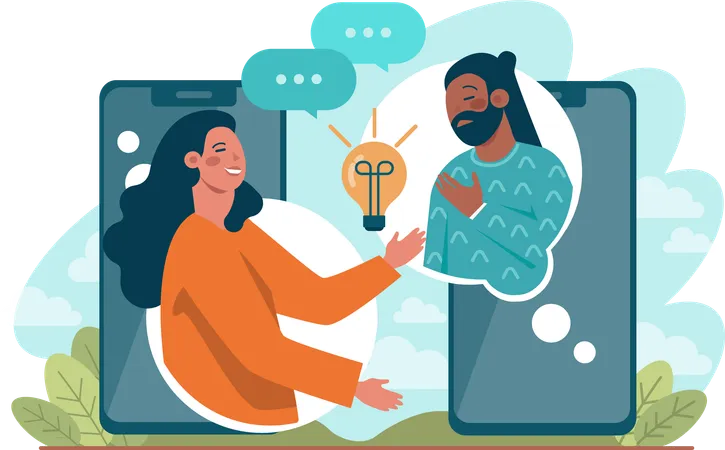 People sharing online idea  Illustration