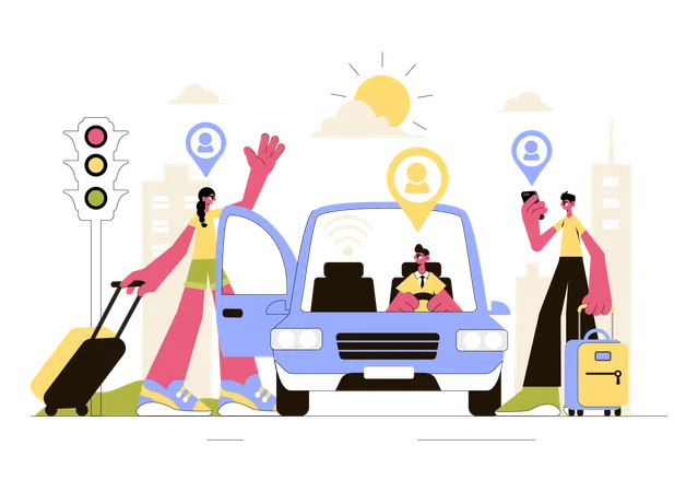 People sharing ride  Illustration