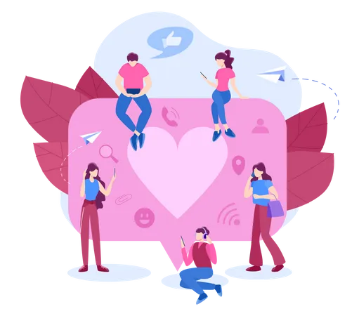 People sharing social media content  Illustration