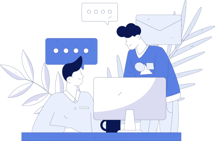 People sharing views on emails  Illustration