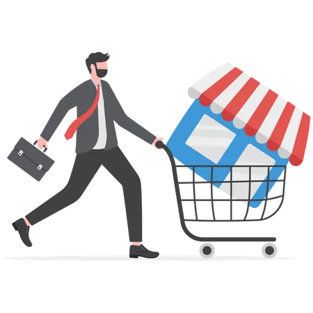 Franchise Shop Business People Shopping And Start Franchise Small Enterprise Company Or Shop With Home Office Vector Illustrator Illustration