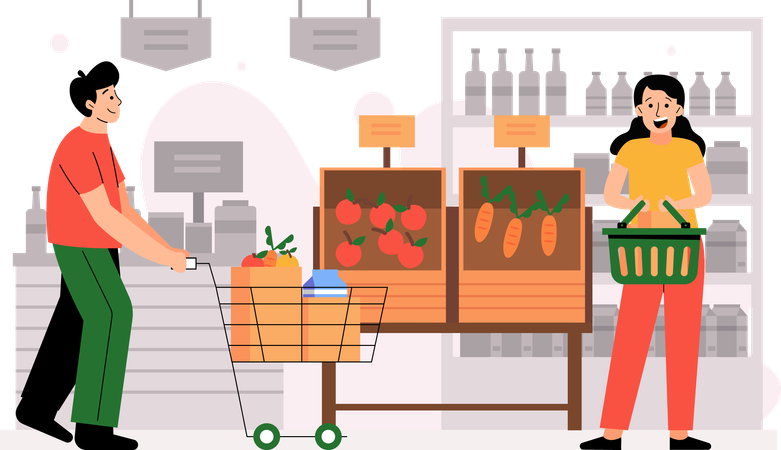 People shopping at store  Illustration