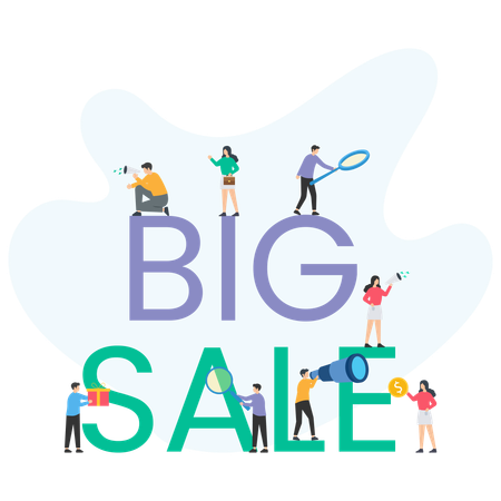 People Shopping during Big Sale  Illustration