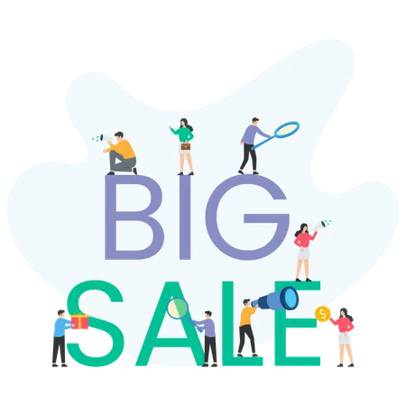 People Shopping during Big Sale  Illustration