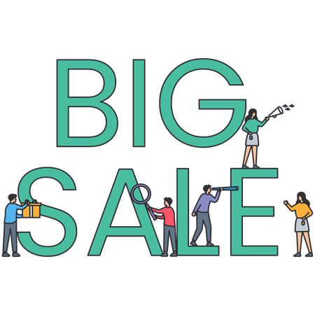 People shopping during big sale  Illustration