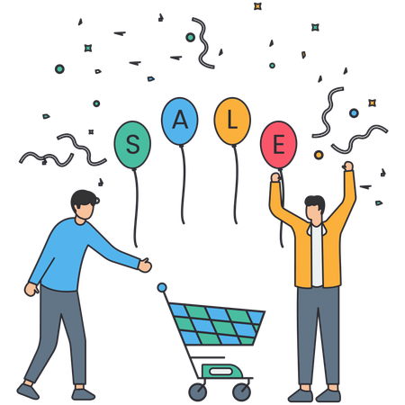 People Shopping During Big Sale  Illustration