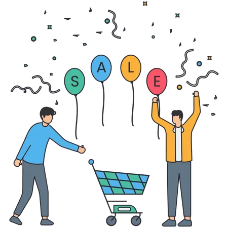 People Shopping During Big Sale  Illustration