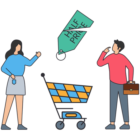 People Shopping during Discount  Illustration