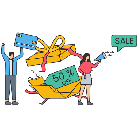 People shopping during sale  Illustration