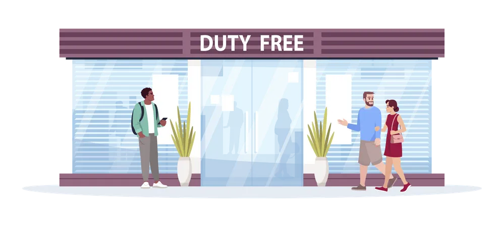 People shopping for duty free products  Illustration