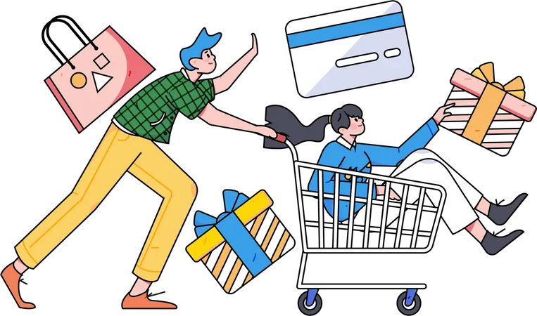 People shopping from e-commerce website  Illustration