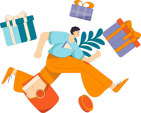 People shopping from holiday sales  Illustration