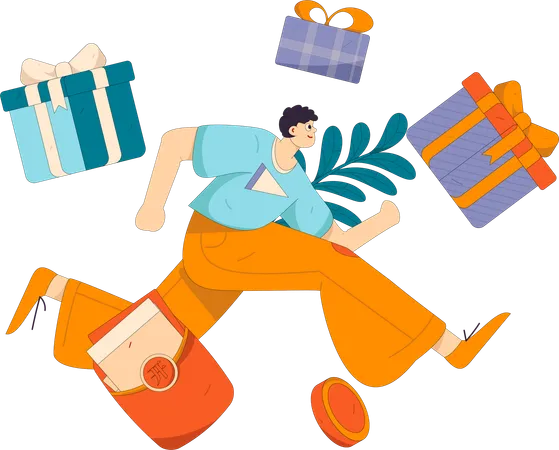 People shopping from holiday sales  Illustration