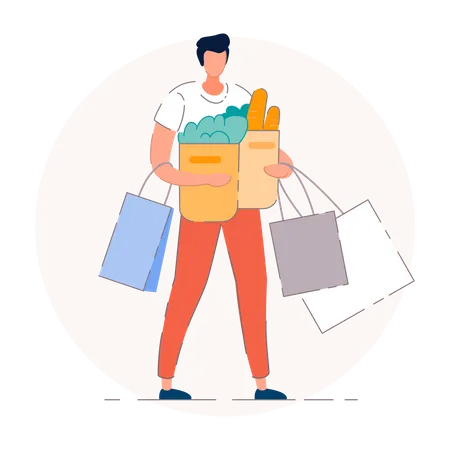 People shopping groceries Illustration