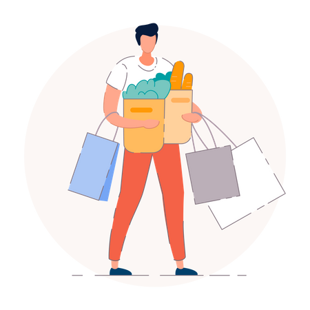 People shopping groceries  Illustration