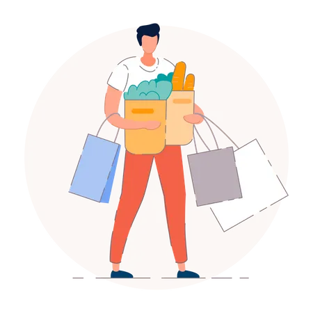 People shopping groceries  Illustration