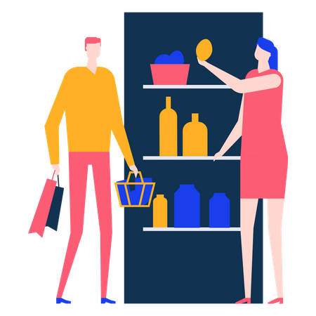 People shopping grocery  Illustration