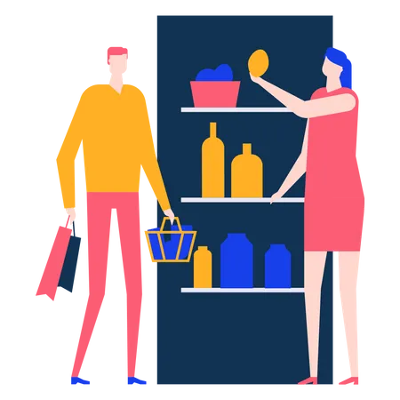 People shopping grocery  Illustration